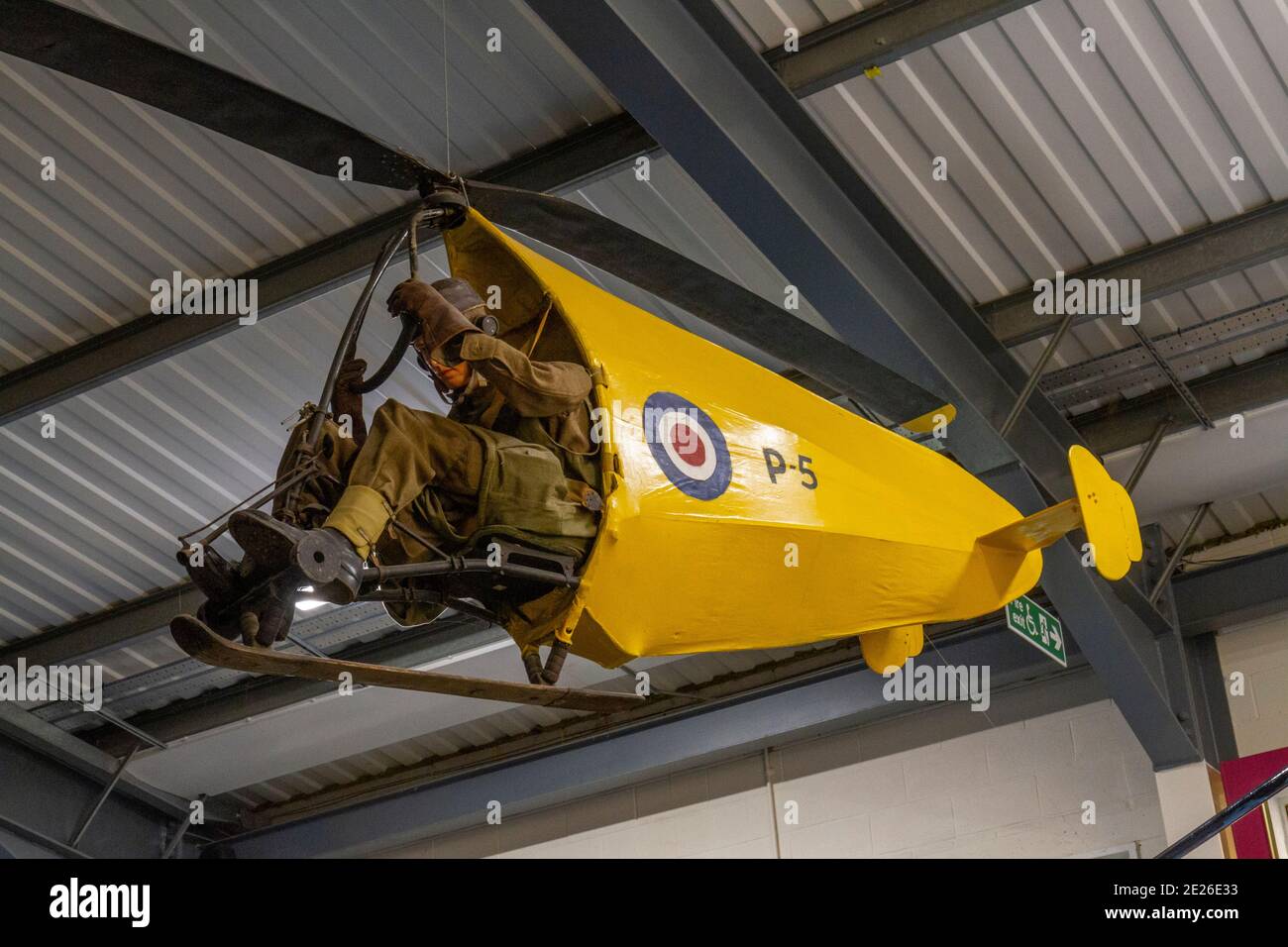 Un Rotachute conçu par F. Hills et Sons en 1940 exposé au Army Flying Museum, un musée de l'aviation militaire à Stockbridge, Hampshire, Royaume-Uni. Banque D'Images