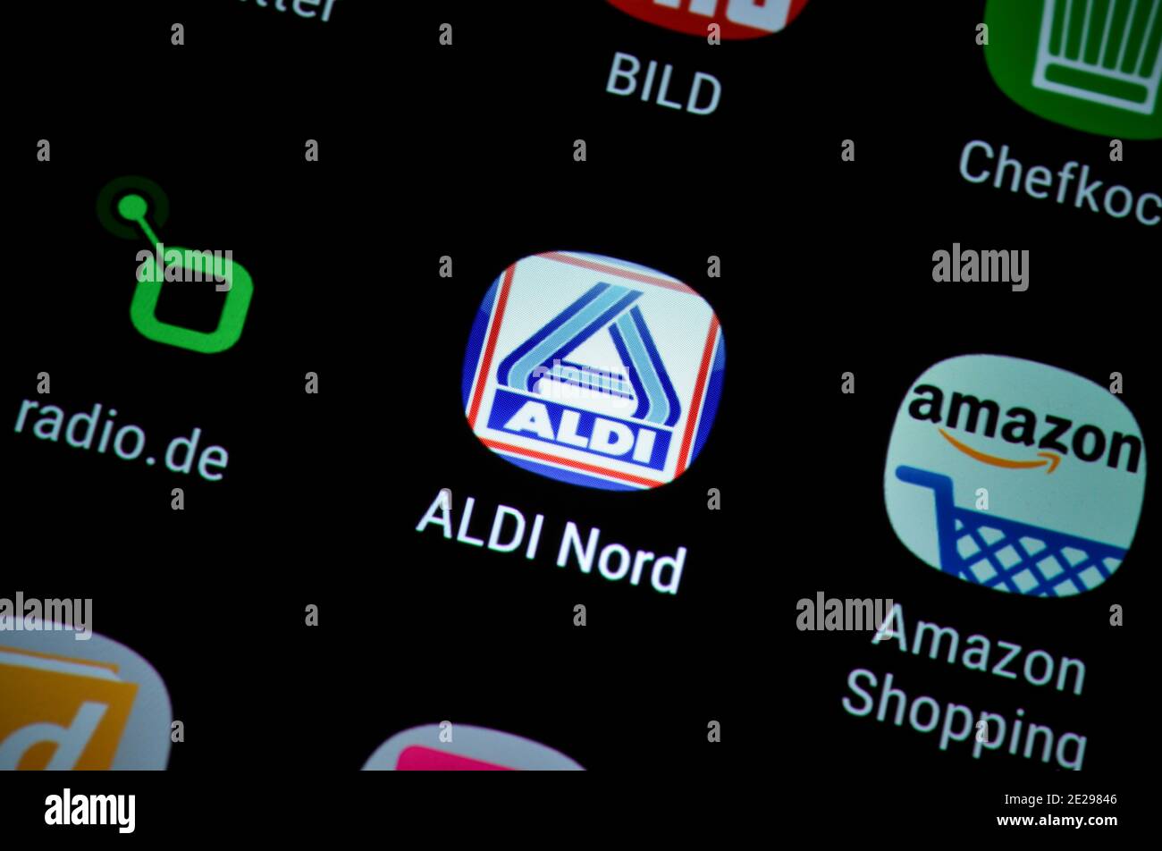 Smartphone, écran, application, Aldi Photo Stock - Alamy