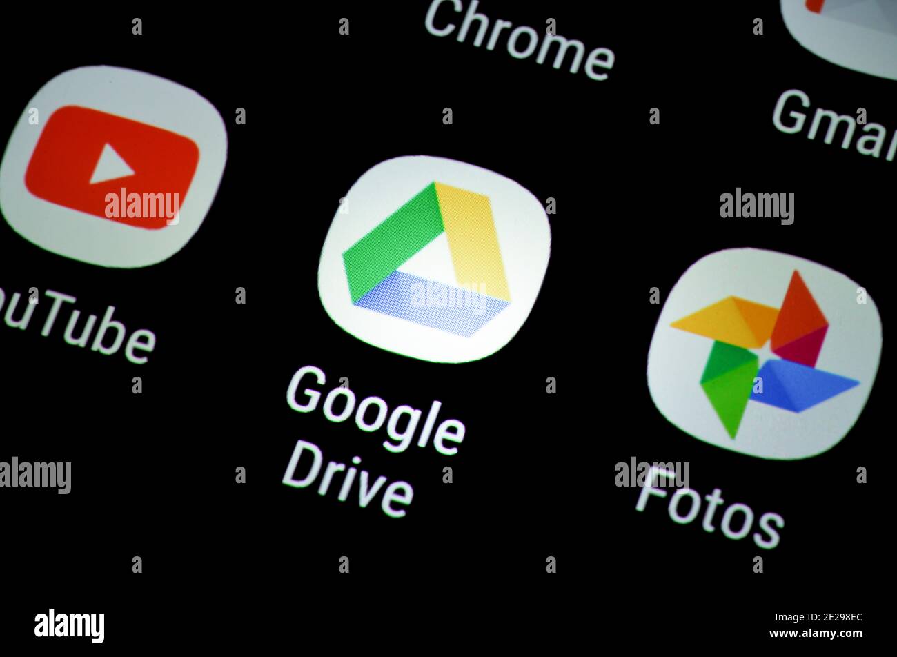 Smartphone, écran, application, Google Drive Banque D'Images