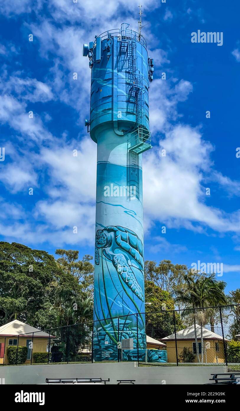 Vue sur la tour aquatique Bongaree à Bribie Island, Queensland, Australie Banque D'Images