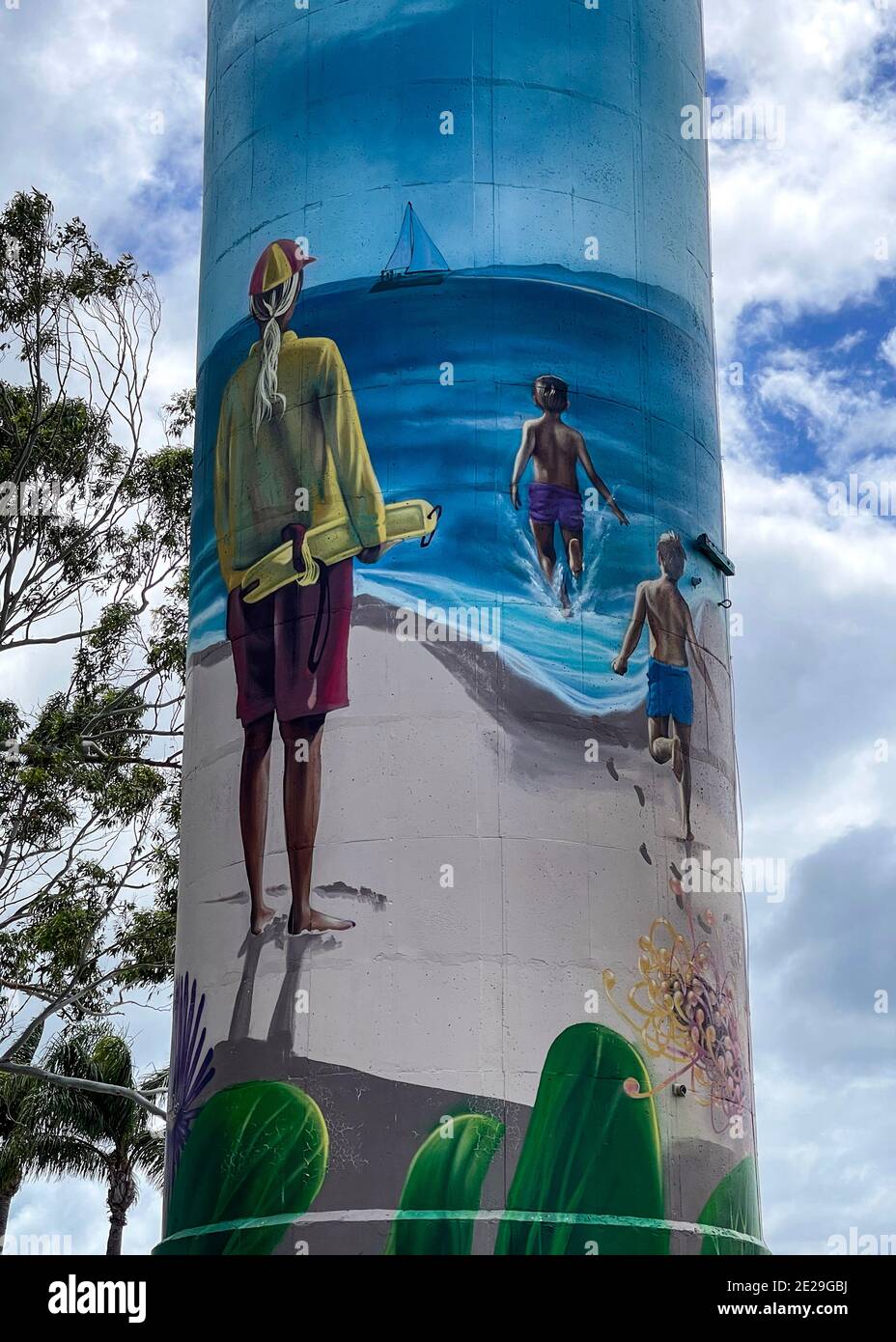 Vue sur la tour d'eau de Woorim à Bribie Island, Queensland, Australie Banque D'Images