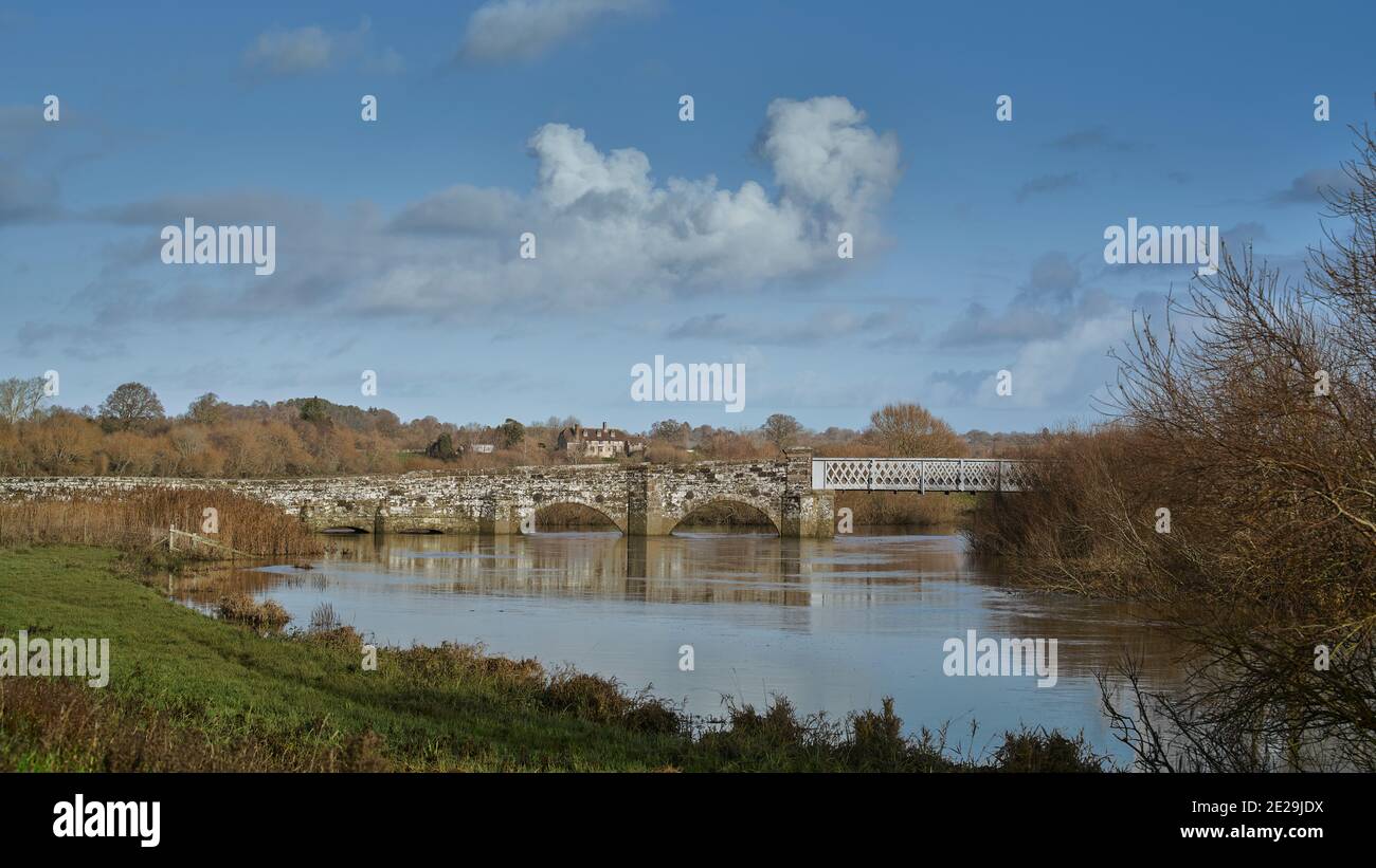 Pont de pierre à la réserve naturelle de Wltham Brooks Banque D'Images