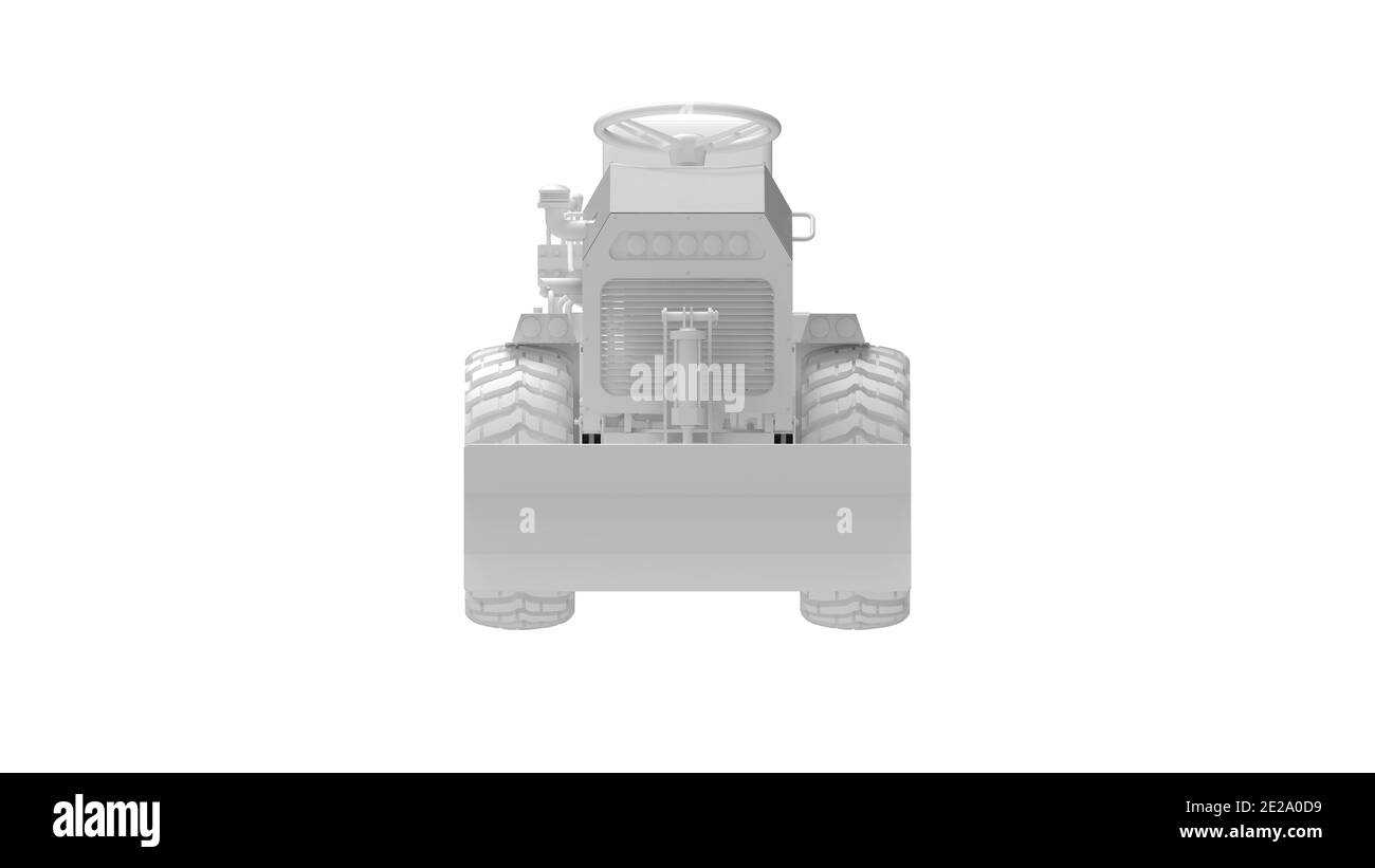 Rendu 3D d'un mini tracteur machine de travail ordinateur ingénierie de modélisation sur fond blanc Banque D'Images