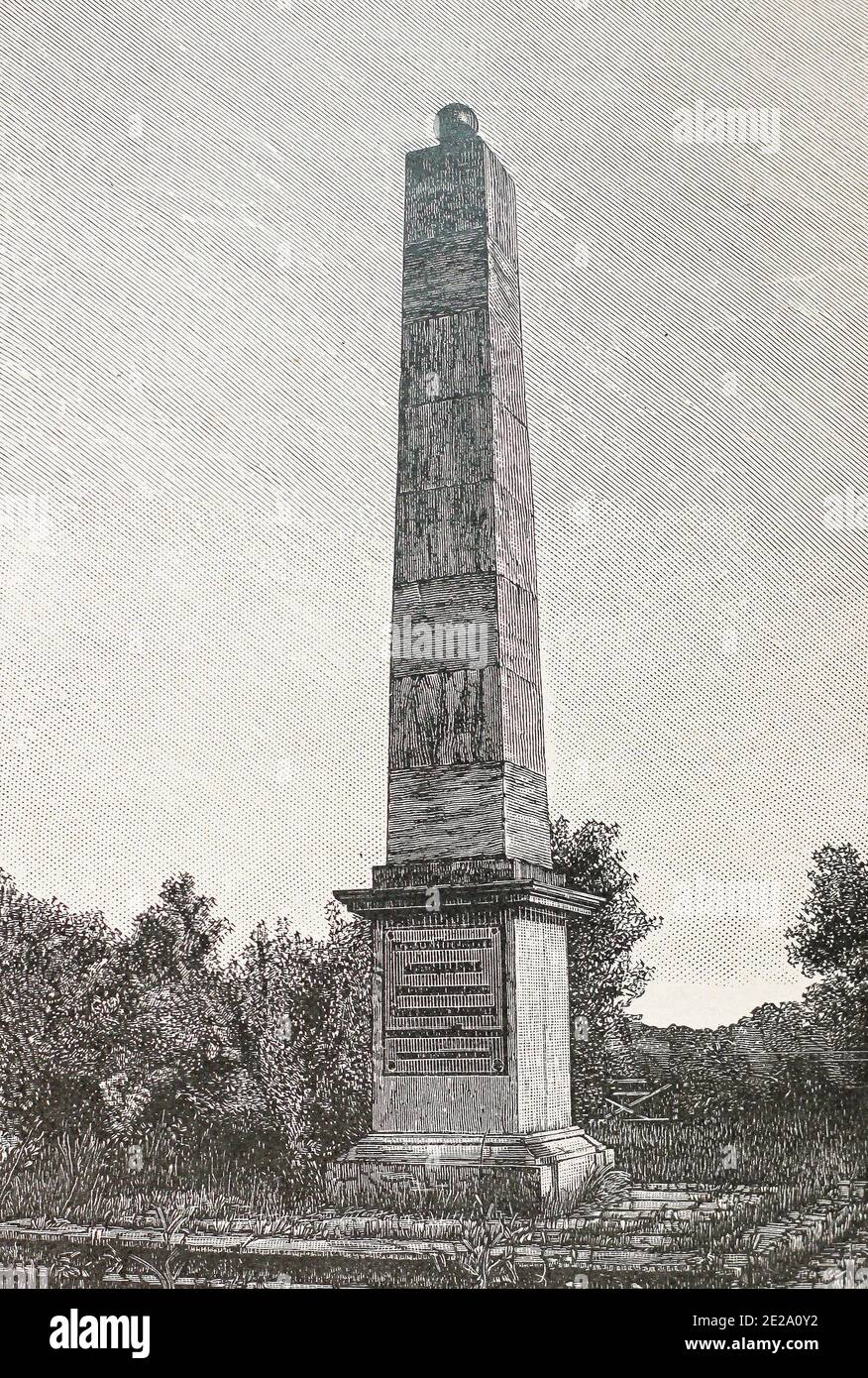 Monument à l'empereur russe Alexandre I à Orenbourg. La gravure du XIXe siècle. Banque D'Images