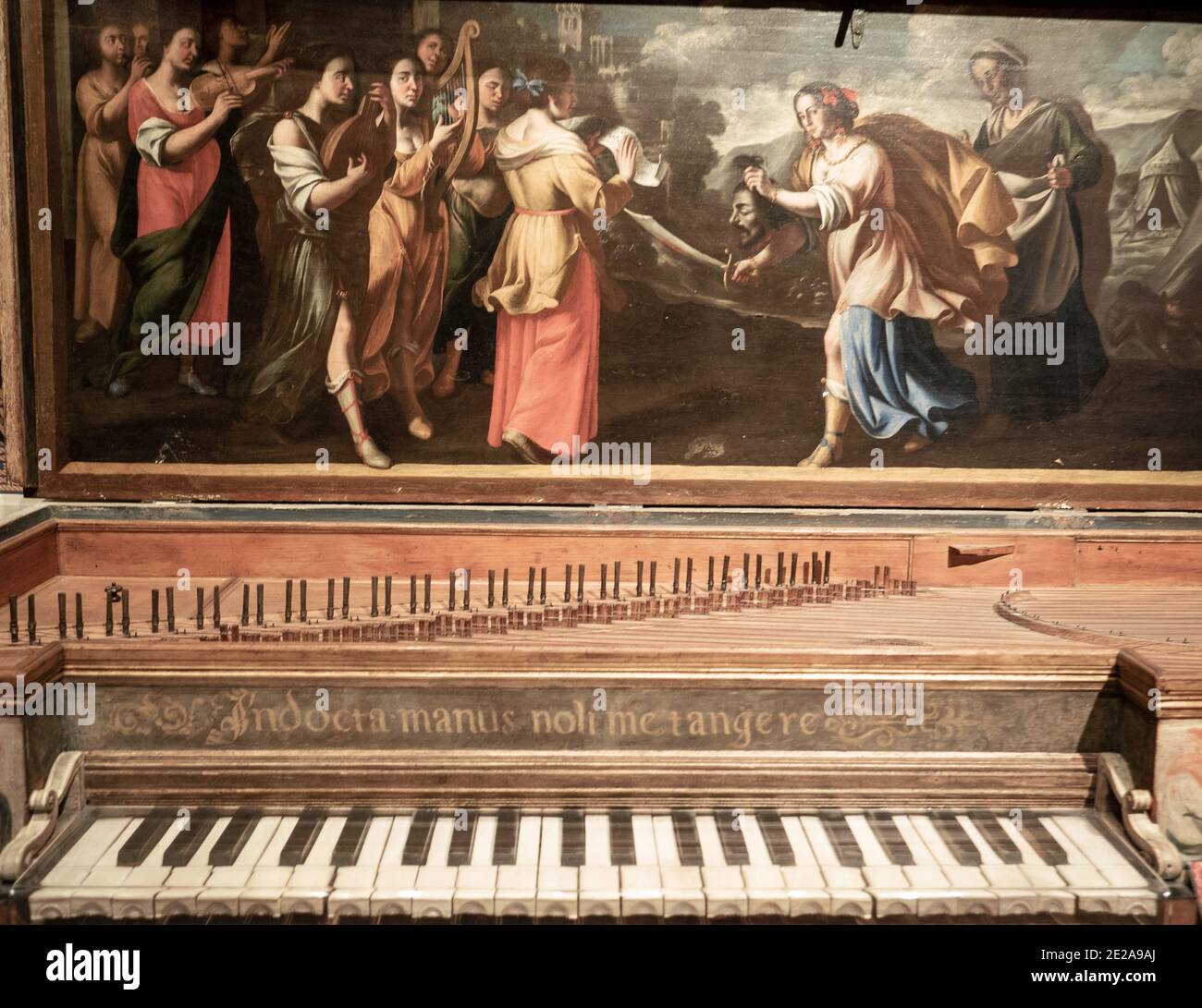 Virginal, instrument de musique de clavier de la Renaissance. Musée du Teatro alla Scala, Milan. Italie. Banque D'Images