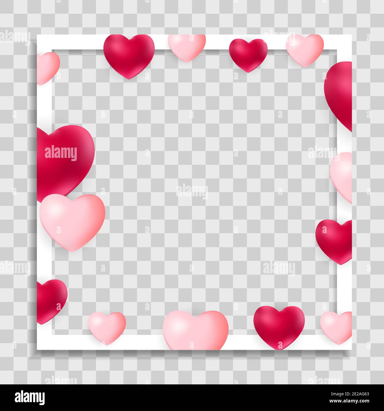Modèle vide de cadre photo vierge avec coeurs pour la publication multimédia sur le réseau social pour la Saint-Valentin. Illustration vectorielle EPS10 Illustration de Vecteur