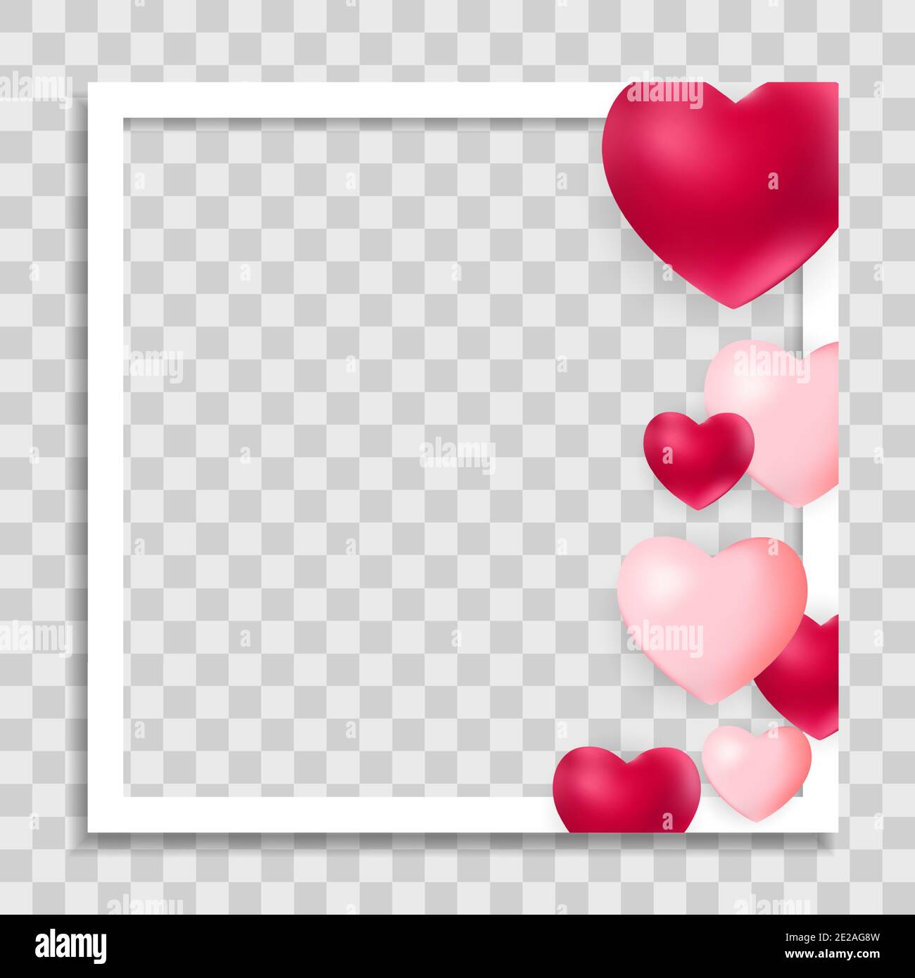 Modèle vide de cadre photo vierge avec coeurs pour la publication multimédia sur le réseau social pour la Saint-Valentin. Illustration vectorielle EPS10 Illustration de Vecteur