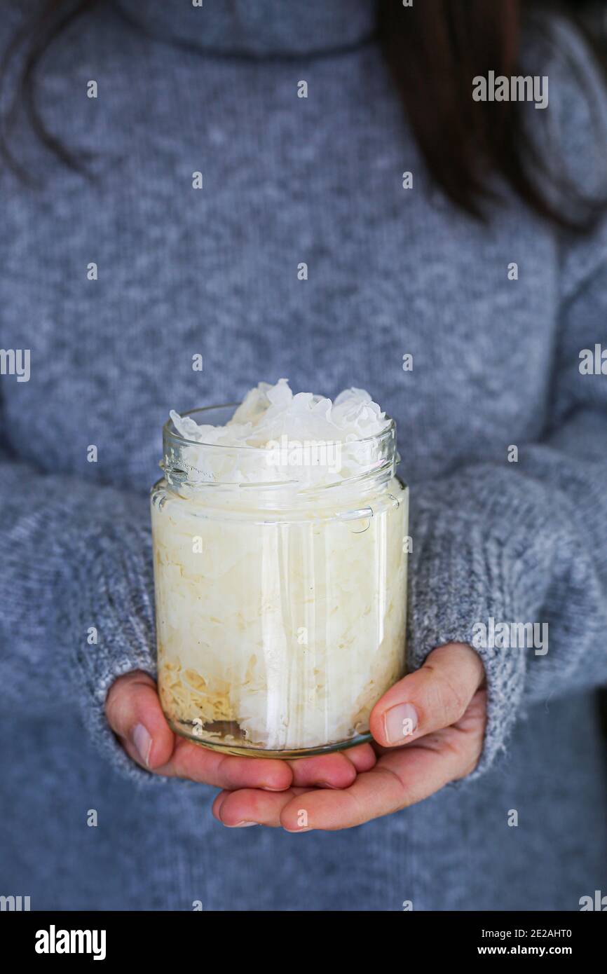 Champignon Tremella, également connu sous le nom de champignon de la neige Banque D'Images