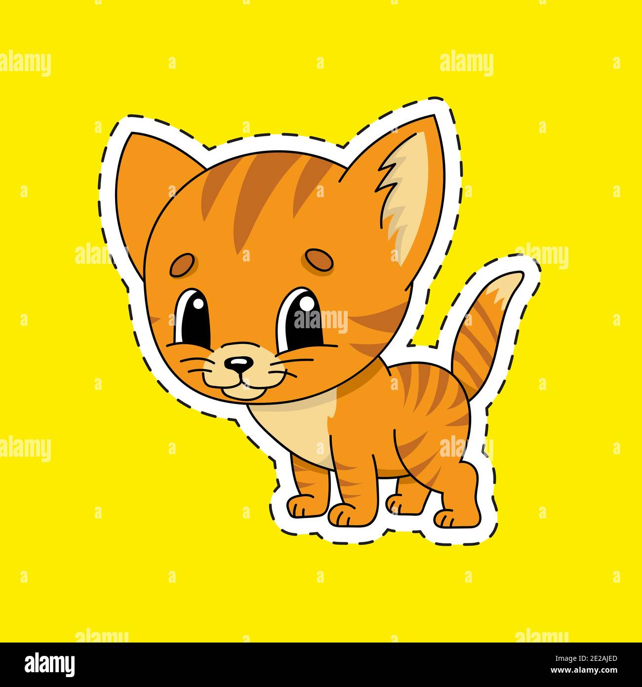 Autocollant Avec Contour Animal De Chat Personnage De Dessin Anime Illustration Vectorielle Coloree Isole Sur Fond De Couleur Modele Pour Votre Conception Image Vectorielle Stock Alamy