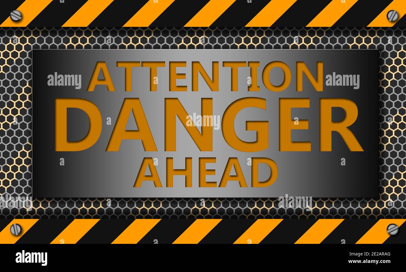 Signe de danger avec ruban jaune d'avertissement Banque D'Images