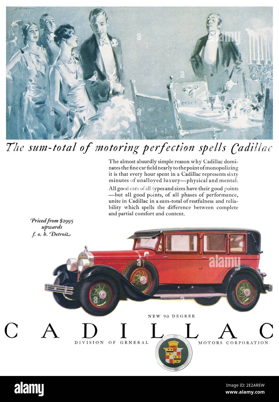 1927 publicité américaine pour les automobiles Cadillac, présentant la série 314A. Banque D'Images