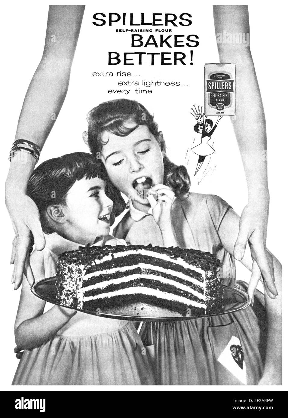 1960 publicité britannique pour la farine auto-élevant de Spillers. Banque D'Images