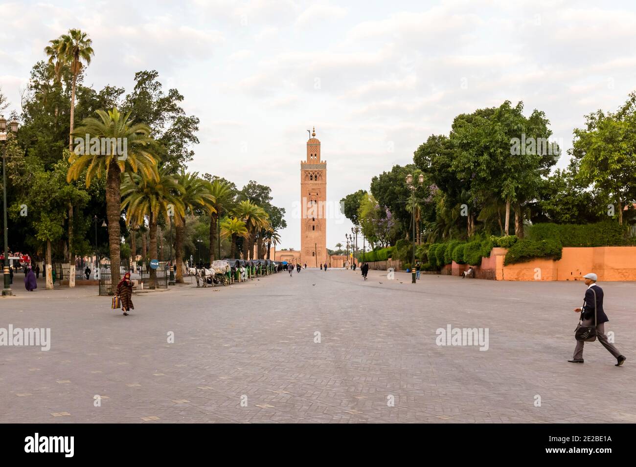 Jemaa el-Fnaa, la place principale de la Médina de Marrakech, un jour très calme, le Maroc Banque D'Images