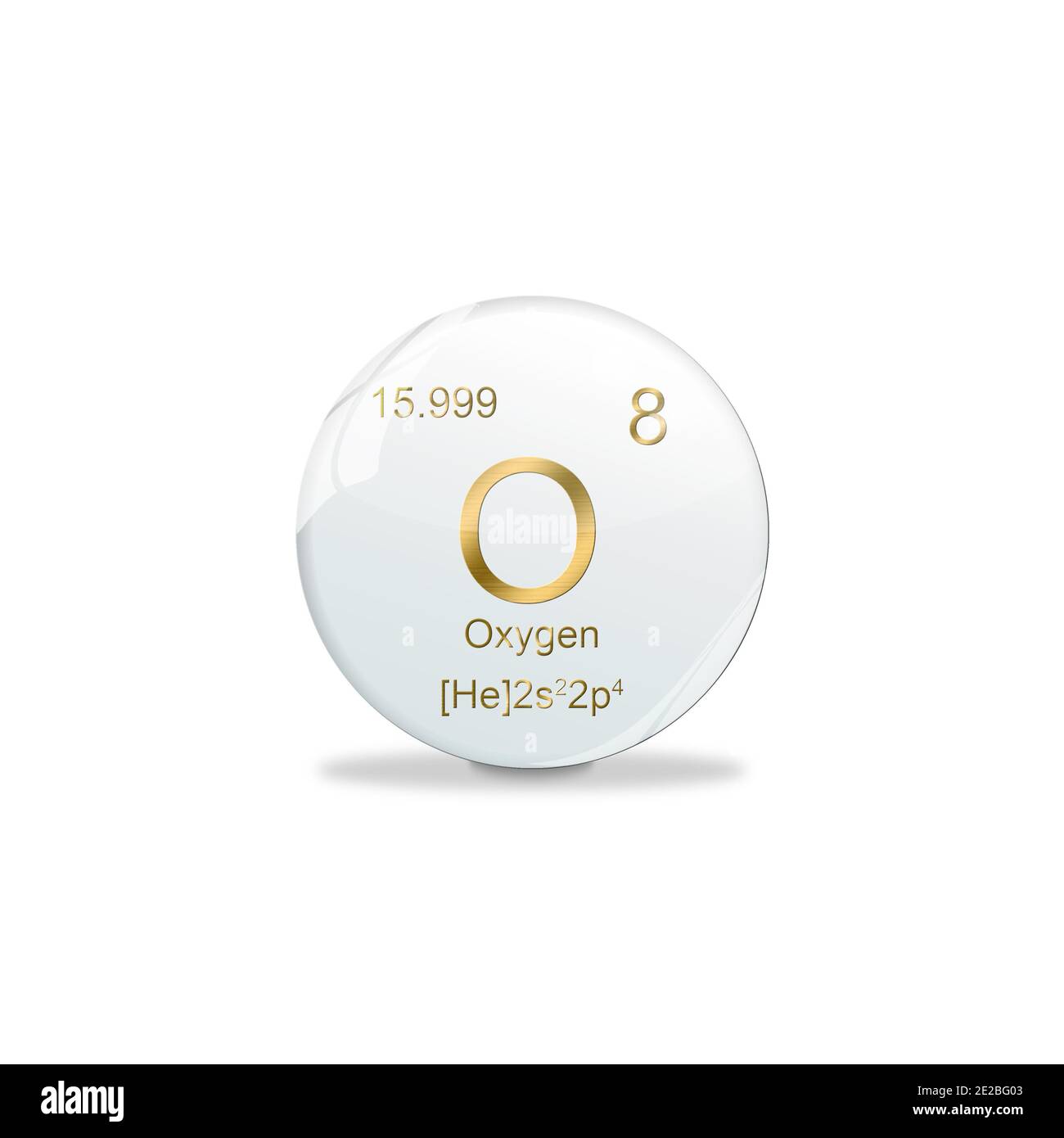 Symbole silicium - si. Élément de la table périodique sur boule blanche avec des signes dorés. Arrière-plan blanc Banque D'Images