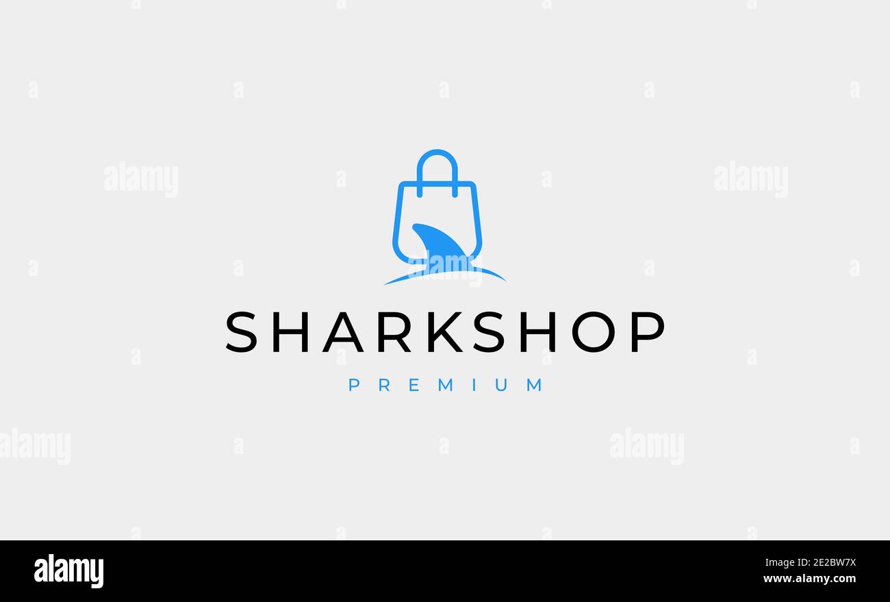 illustration vectorielle du logo shark shop bag Banque D'Images