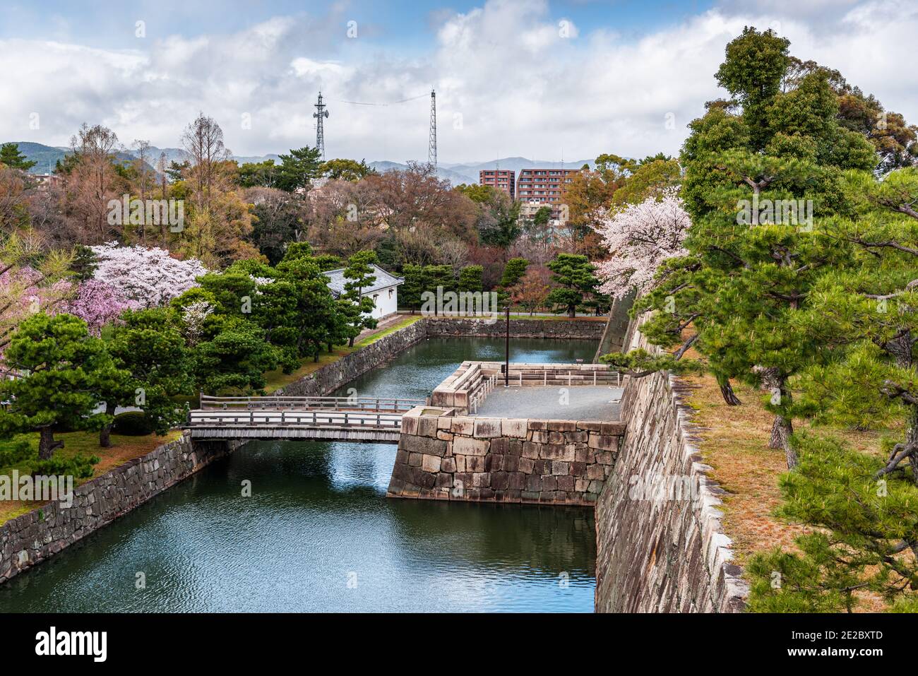 Kyoto, Japon à la douve du château de Nijo. Banque D'Images
