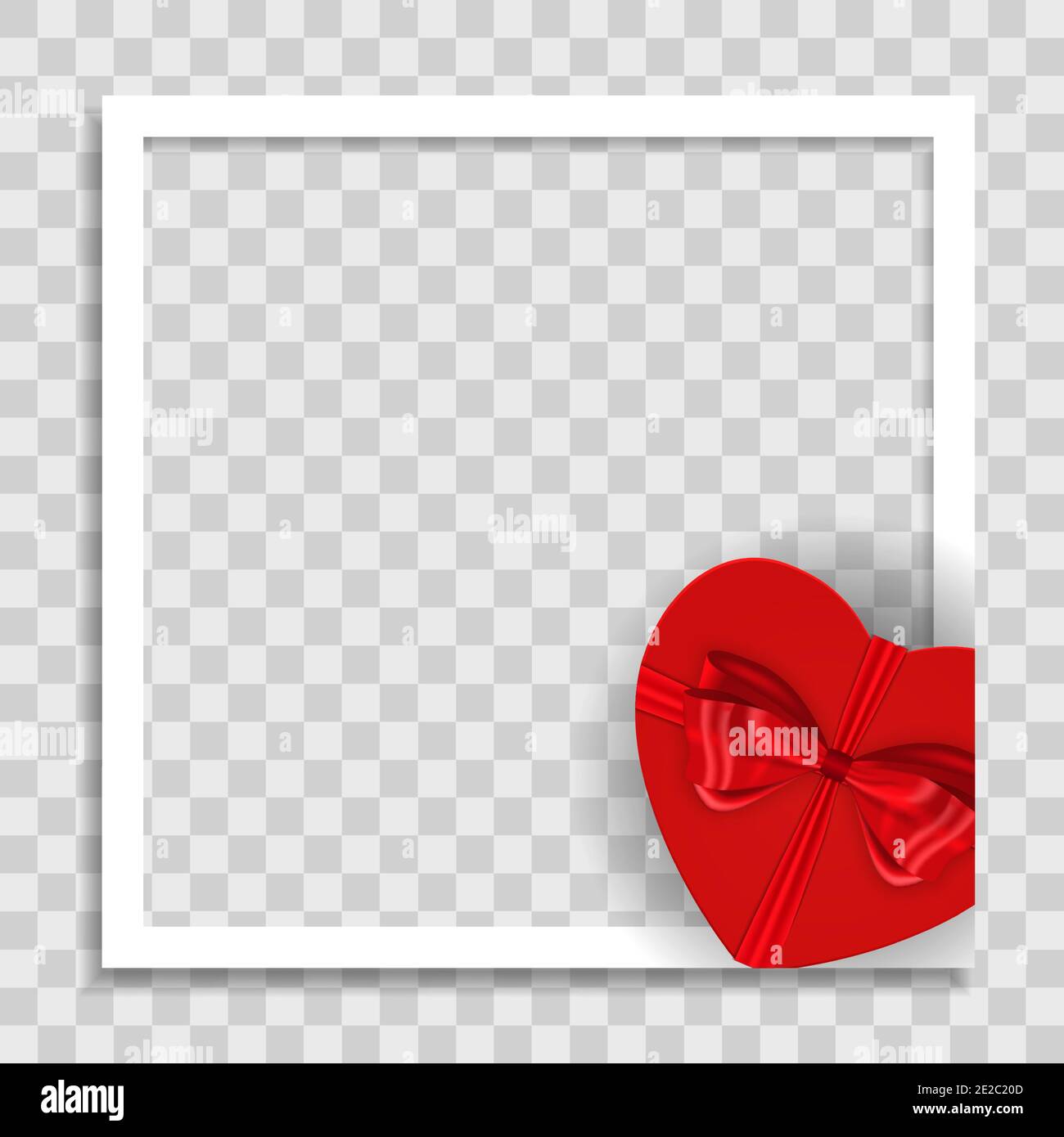 Modèle vide de cadre photo vierge avec coeurs pour la publication multimédia sur le réseau social pour la Saint-Valentin. Illustration vectorielle EPS10 Illustration de Vecteur