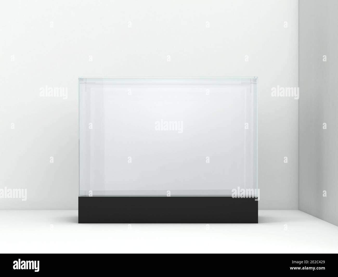 Présentoir en verre vide. illustration 3d isolée sur fond blanc Banque D'Images