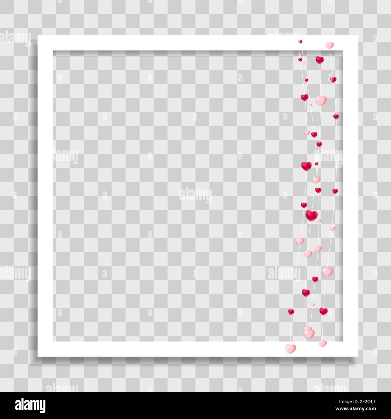 Modèle vide de cadre photo vierge avec coeurs pour la publication multimédia sur le réseau social pour la Saint-Valentin. Illustration vectorielle EPS10 Illustration de Vecteur