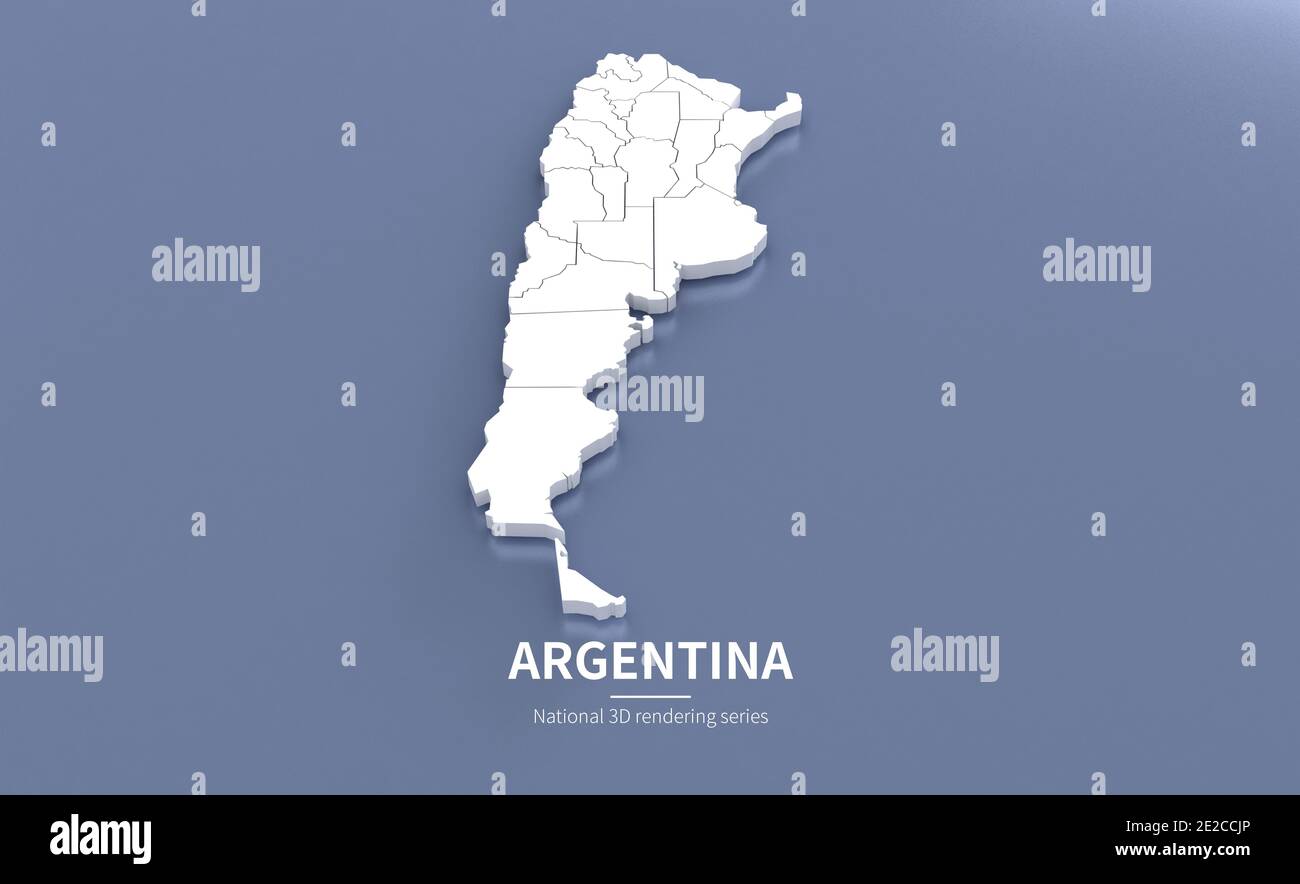 Carte de l'Argentine. cartes de rendu 3d des pays. Banque D'Images Carte de l'Argentine. cartes de rendu 3d des pays. Banque D'Images