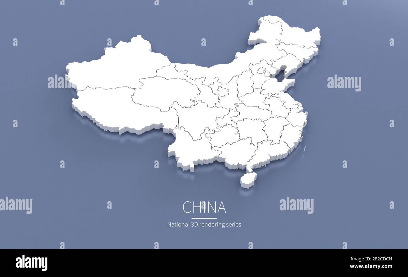 Carte de la Chine. cartes de rendu 3d des pays. Banque D'Images