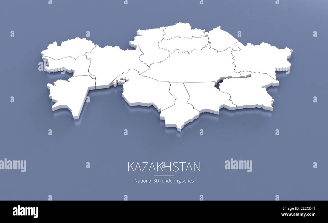 Kazakhstan carte. cartes de rendu 3d des pays. Banque D'Images