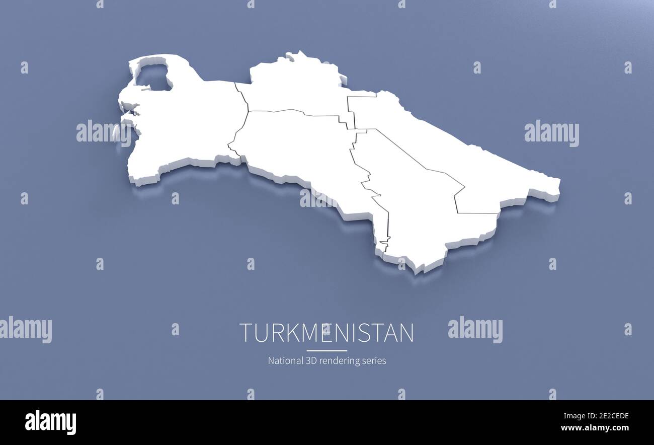 Carte du Turkménistan. cartes de rendu 3d des pays. Banque D'Images