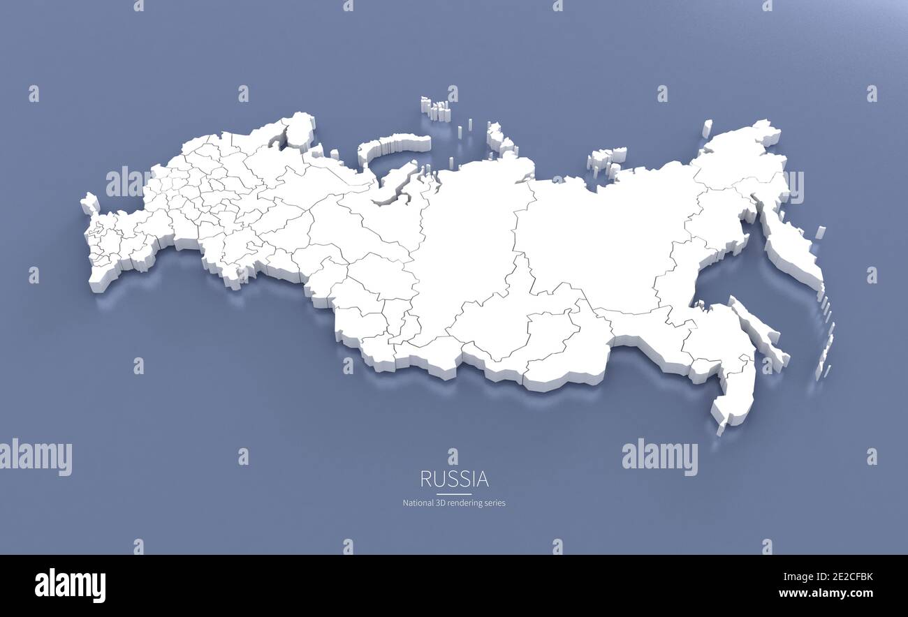 Carte de la Russie. cartes de rendu 3d des pays. Banque D'Images