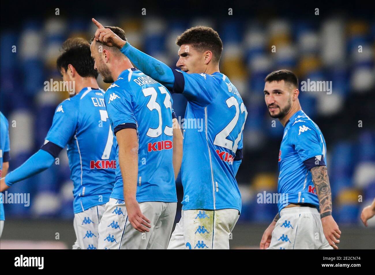 Le défenseur italien Giovanni Di Lorenzo de SSC Napoli célèbre après avoir marquant un but avec son équipe lors du match de football de la coupe d'italie SSC Napoli vs Empoli. Banque D'Images Le défenseur italien Giovanni Di Lorenzo de SSC Napoli célèbre après avoir marquant un but avec son équipe lors du match de football de la coupe d'italie SSC Napoli vs Empoli. Banque D'Images