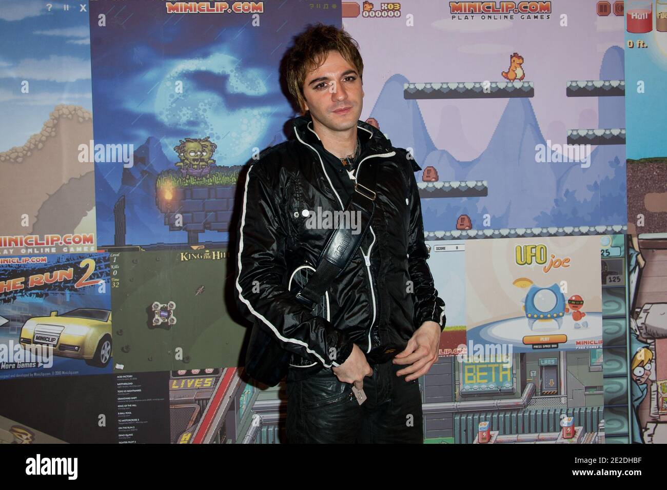 Mikelangelo Loface participe au lancement de l'exposition "Game Story, une histoire du jeu video" qui s'est tenue au Grand Palais le 09 novembre 2011 à Paris, France. Photo de Nicolas Genin/ABACAPRESS.COM Banque D'Images