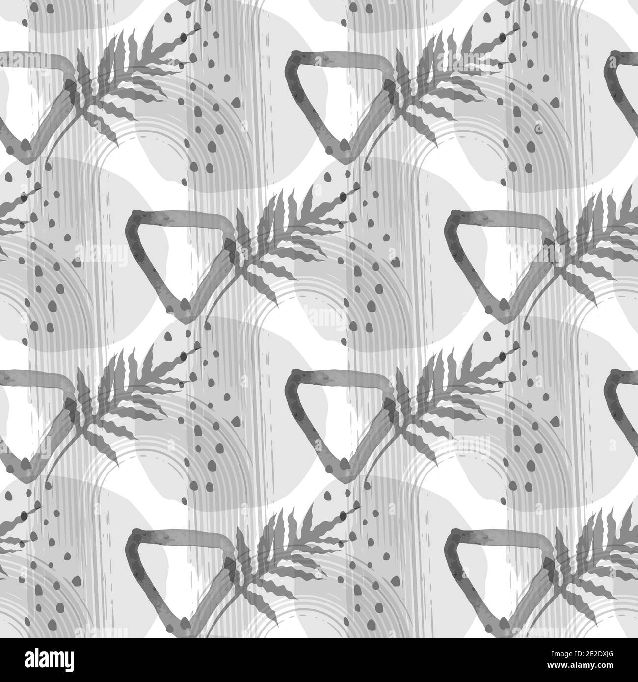 Moderne et tendance du milieu du siècle formes abstraites monochrome gris sans couture motif. Motif de répétition géométrique texturé. Abstraction scandinave. Pays nordiques Illustration de Vecteur