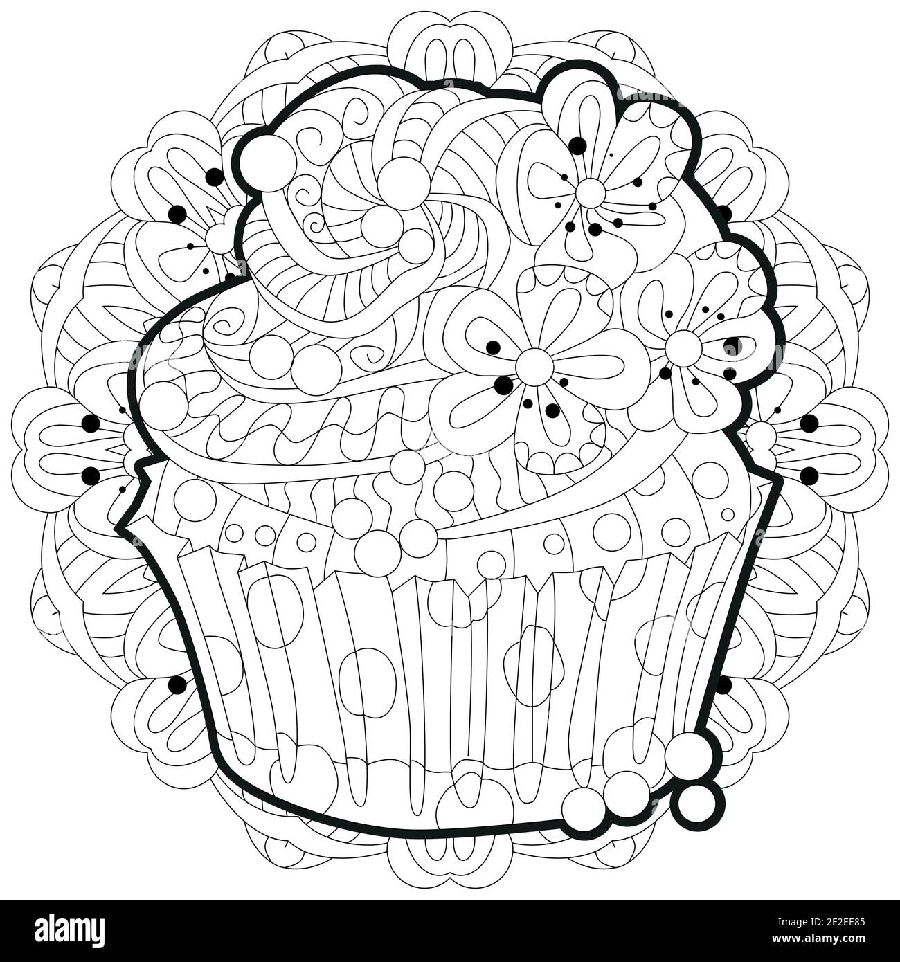 Morceau De Gateau Vectoriel Avec Ornements Abstraits Avec Mandala Pour La Coloration Illustration Dessinee A La Main Pour Un T Shirt En Zentangle Style Doodle Image Vectorielle Stock Alamy