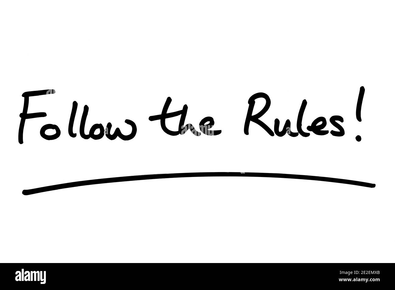 Suivez les règles ! manuscrit sur fond blanc. Banque D'Images