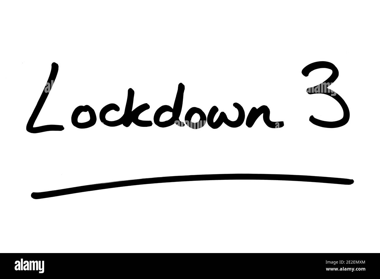 LockDown 3, manuscrit sur fond blanc. Banque D'Images