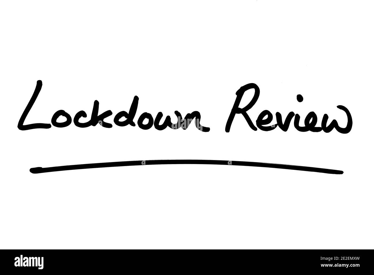 LockDown Review, manuscrit sur fond blanc. Banque D'Images