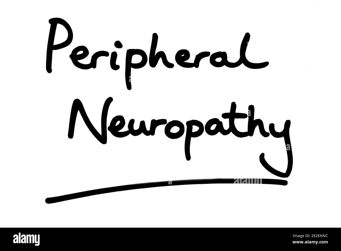Neuropathie périphérique, manuscrite sur fond blanc. Banque D'Images