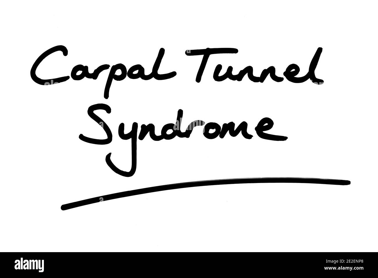 Syndrome du tunnel carpien, manuscrit sur fond blanc. Banque D'Images