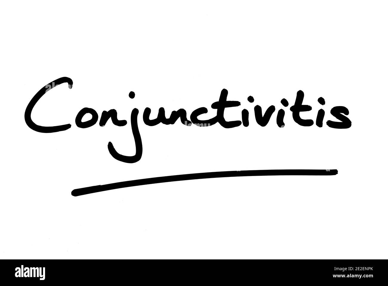 Conjonctivite, manuscrite sur fond blanc. Banque D'Images