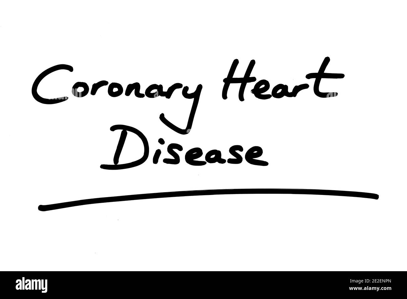 Coronaropathie, manuscrite sur fond blanc. Banque D'Images