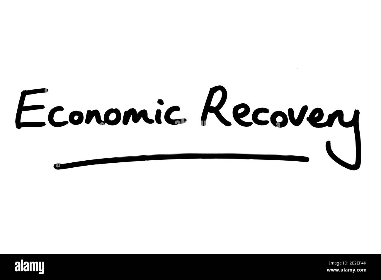 La reprise économique, manuscrite sur fond blanc. Banque D'Images