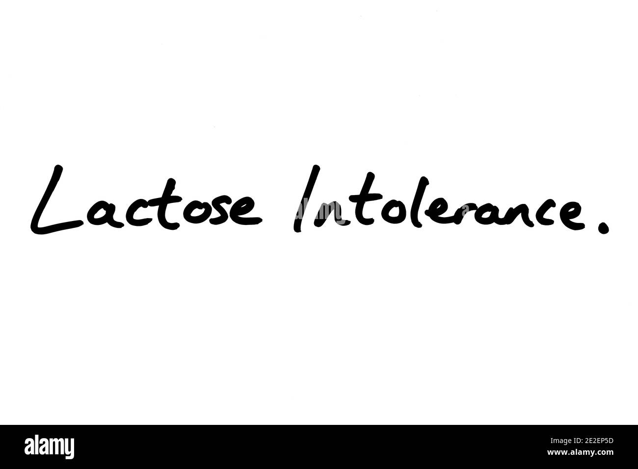 Intolérance au lactose, manuscrite sur fond blanc. Banque D'Images