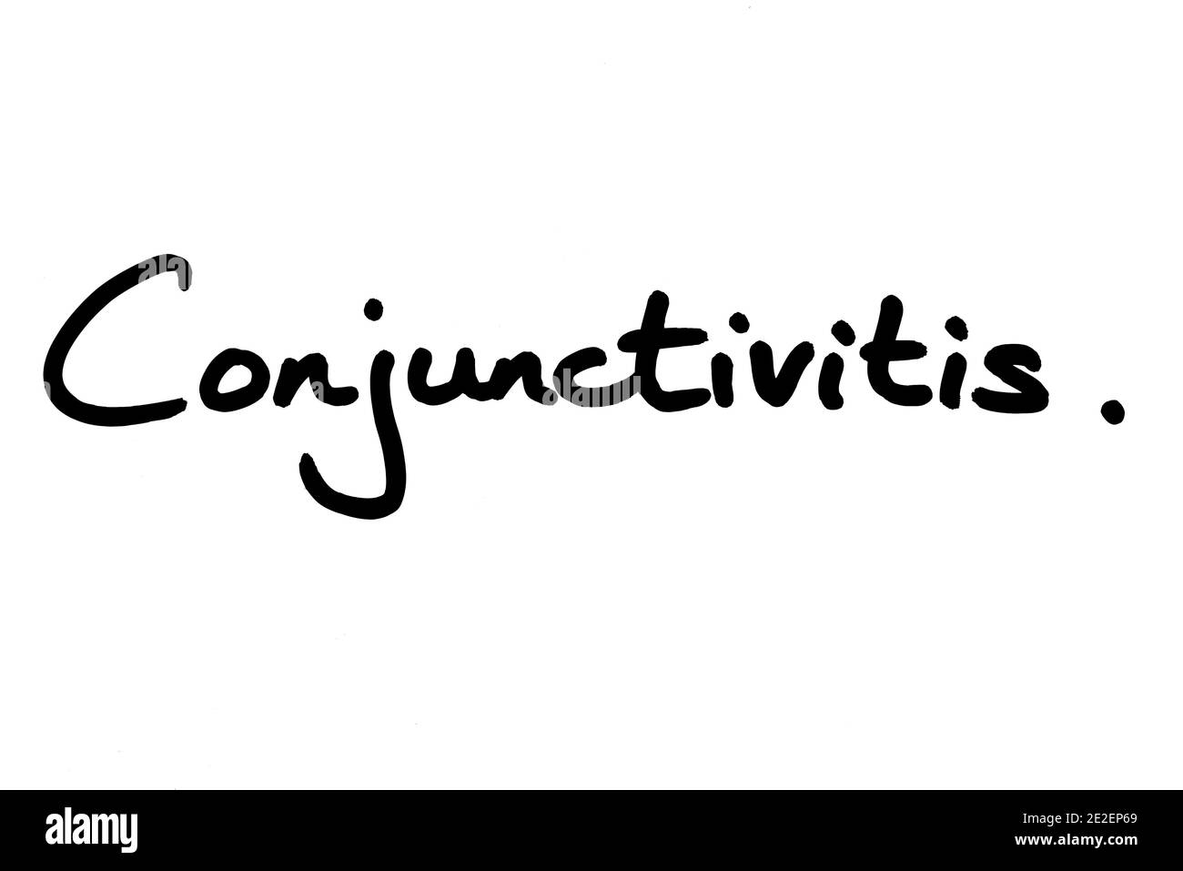 Le mot conjonctivite, manuscrit sur fond blanc. Banque D'Images