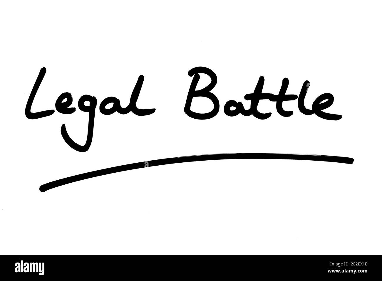 Legal Battle manuscrit sur fond blanc. Banque D'Images