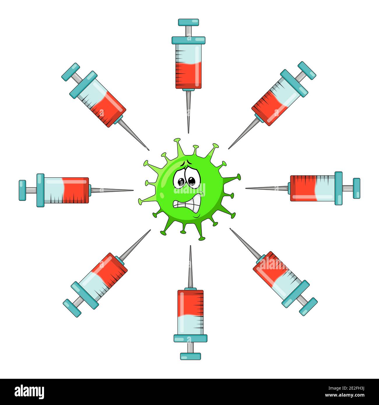 La bande dessinée du vaccin contre le coronavirus. Illustration vectorielle isolée sur fond blanc. Illustration de Vecteur