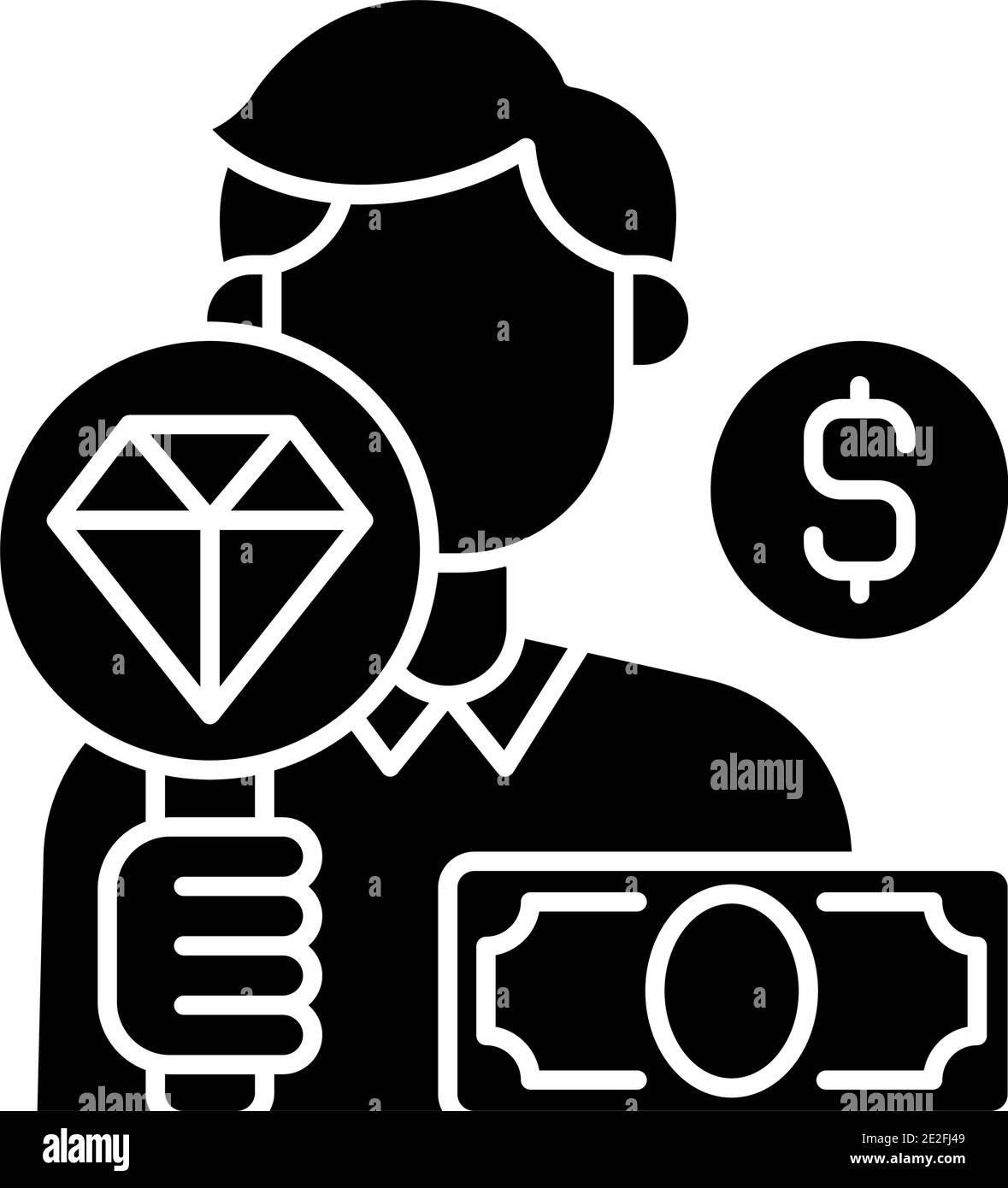 Icône de glyphe noir de pawnbroker Illustration de Vecteur