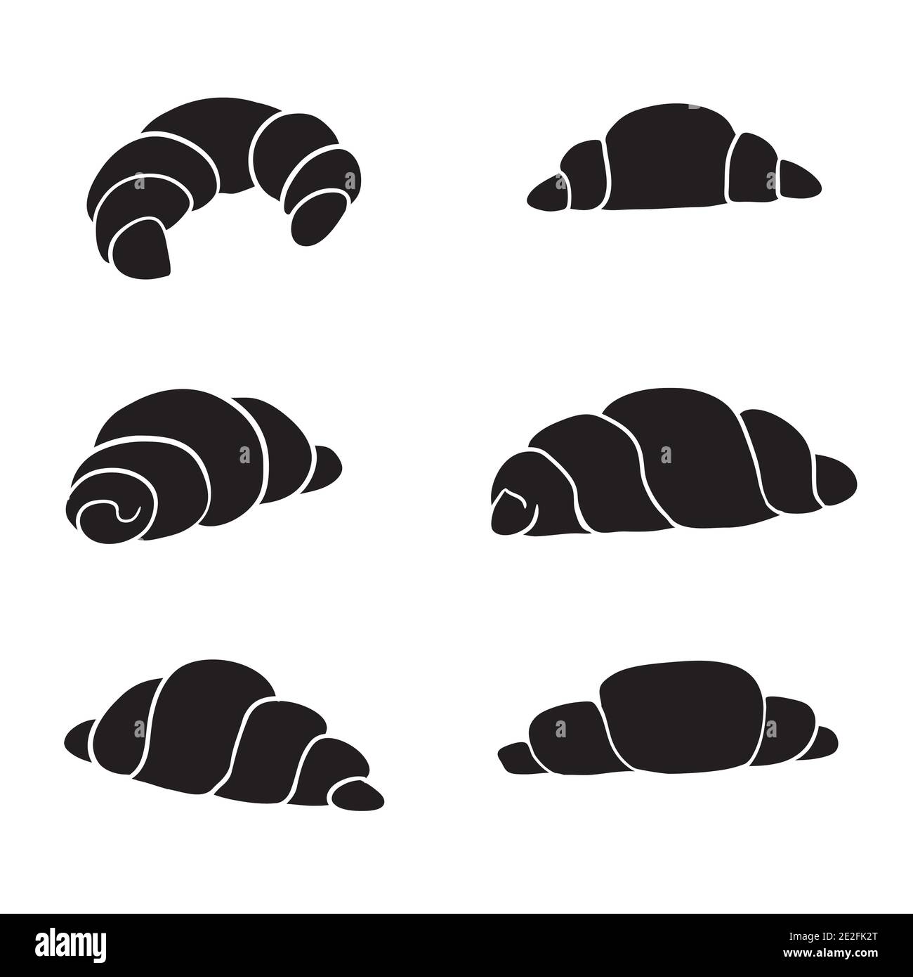 Icône de glyphe croissant. Rouleau en croissant. Symbole de silhouette. Espace négatif. Illustration vectorielle Illustration de Vecteur