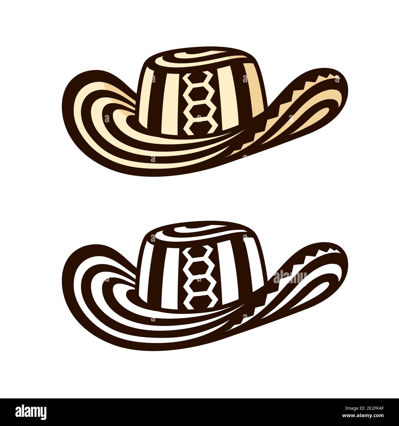 Sombrero Vueltiao, chapeau colombien traditionnel. Dessin noir et blanc et couleur, illustration de clip art vectoriel. Illustration de Vecteur