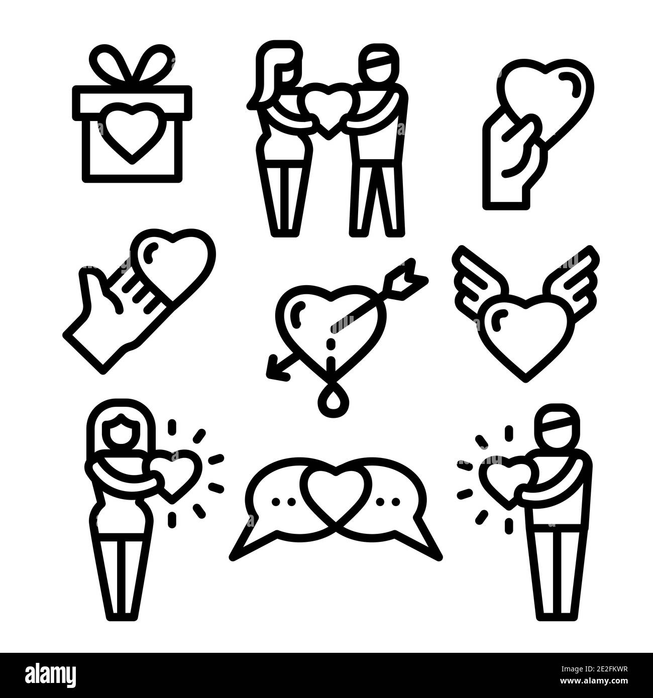 Ensemble linéaire des icônes d'amitié et d'amour Image Vectorielle Stock -  Alamy