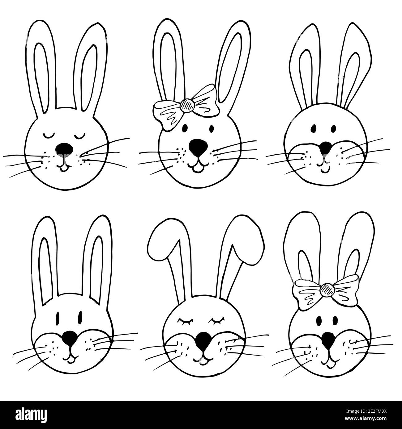 Modele Dessin Lapin De Paques Illustration Pâques. Collection de lapin de Pâques. Dessin de contour Image  Vectorielle Stock - Alamy