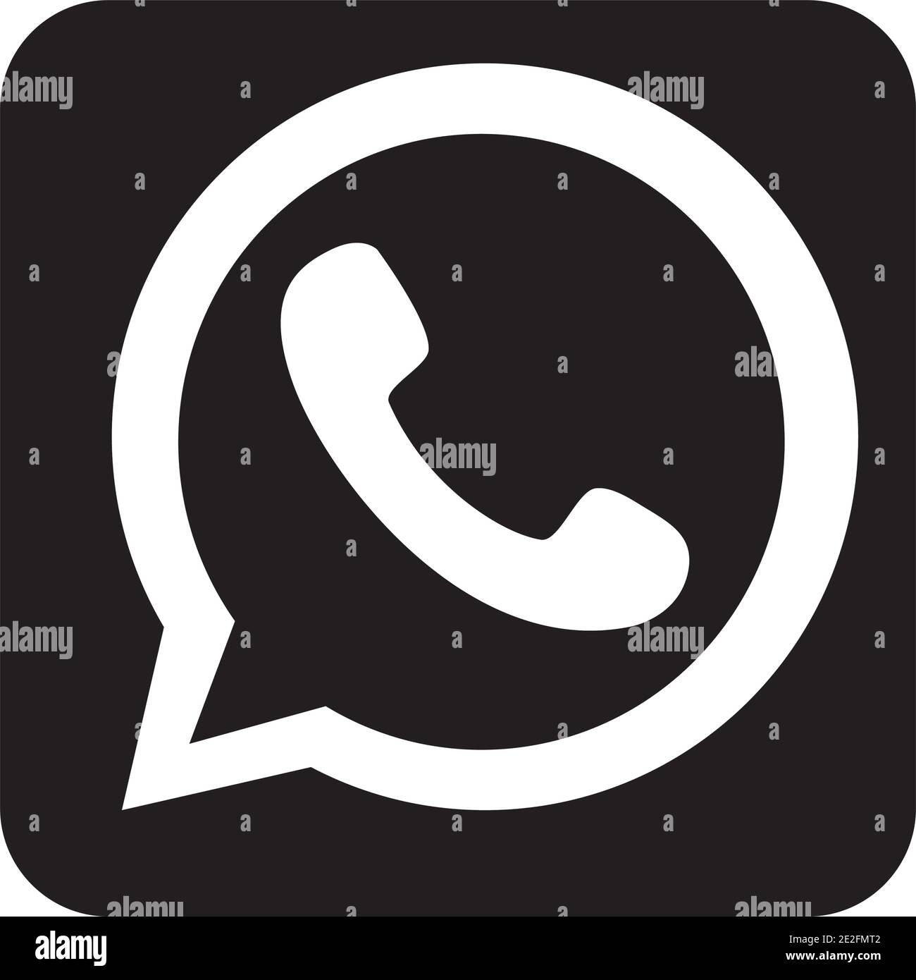 Icône de symbole de logo WhatsApp sur fond blanc, motif silhouette, illustration vectorielle Illustration de Vecteur